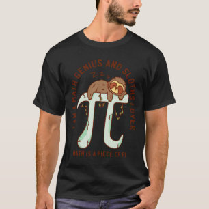 Cute Sloth Sleep On 3 14 Pi Number Symbol Math Sci T-Shirt