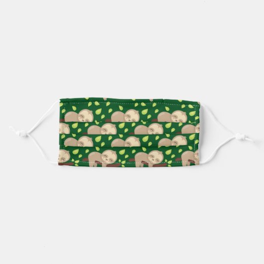 Cute Sloth Sleeping Adult Cloth Face Mask (Front, Folded)