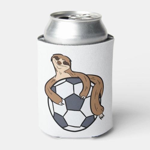 Cute Sloth Soccer Kids Lazy Sloth With Soccer Ball Can Cooler
