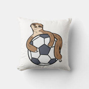 Cute Sloth Soccer Kids Lazy Sloth With Soccer Ball Throw Pillow