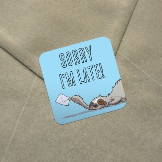 Cute Sloth Sorry I'm Late Funny Belated Cartoon