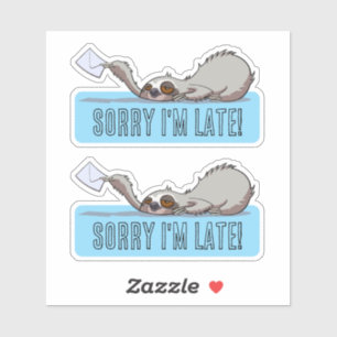 Cute Sloth Sorry I'm Late Funny Belated Cartoon Sticker