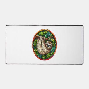 Cute Sloth Stained Glass Ornament Desk Mat