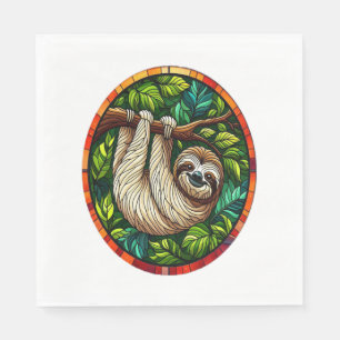 Cute Sloth Stained Glass Ornament Napkins