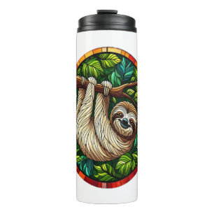 Cute Sloth Stained Glass Ornament Thermal Tumbler