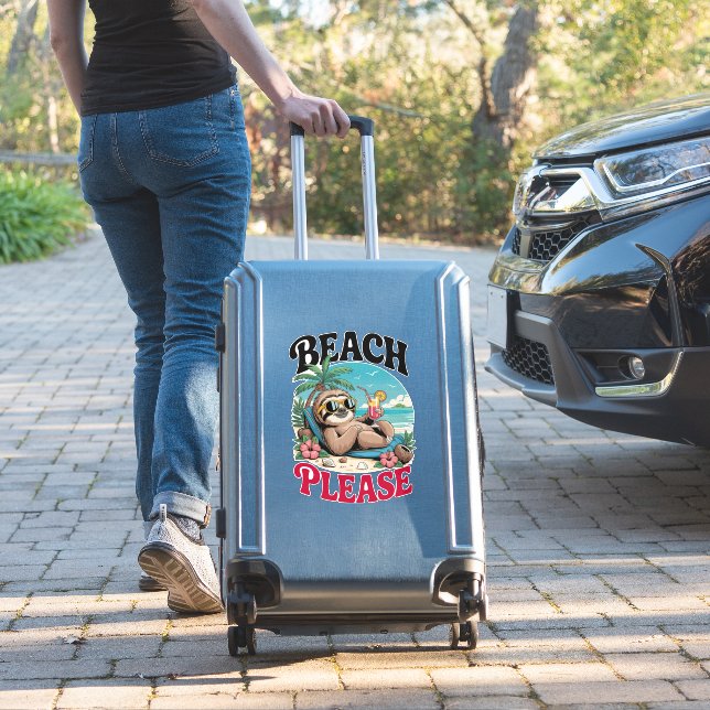 Cute Sloth Summertime Sticker (Suitcase Insitu)