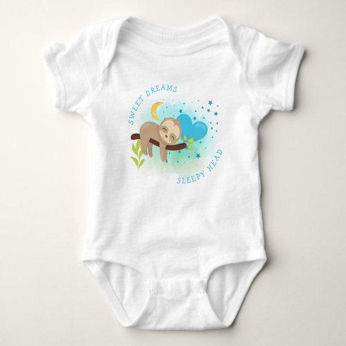 Cute Sloth Sweet Dreams Sleepy Head Newborn Boy Baby Bodysuit