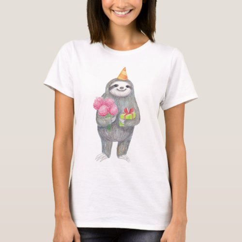 Cute Sloth T_shirt Happy Birthday Sloth Graphic