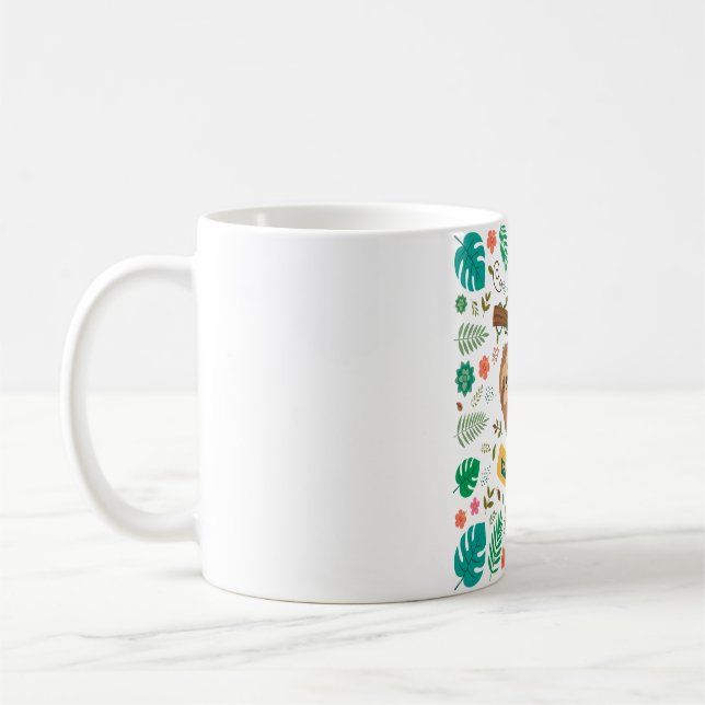 Cute Sloth Take It Slow Pattern Coffee Mug (Left)