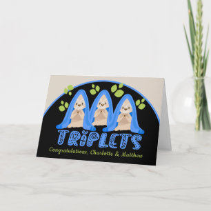 Cute Sloth Three Boys New Triplet Babies Card