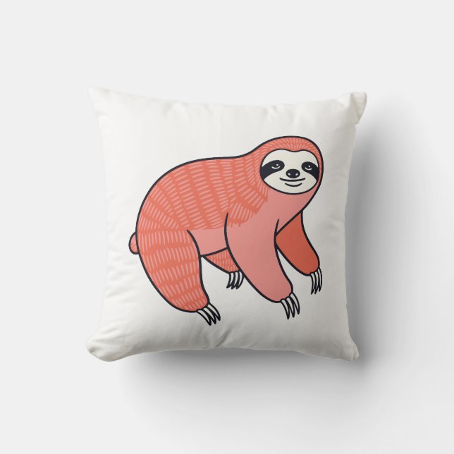 Cute Sloth Throw Pillow (Front)