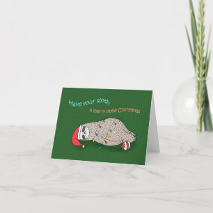 Cute Sloth tired Napping Funny Christmas Holiday Card