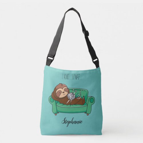 Cute Sloth Tote Bag Knitting Themed Gift