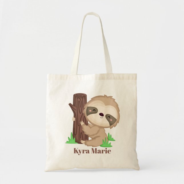 Cute sloth unisex kids tote bag (Front)