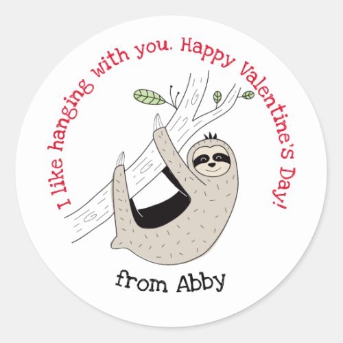 Cute Sloth Valentine Sticker