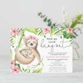 Cute Sloth Virtual baby shower pink tropical girl Invitation (Standing Front)