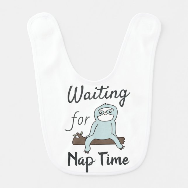 Cute Sloth Waiting for Nap Time Baby Bib (Front)