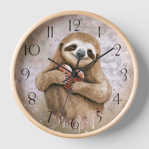 Cute Sloth Watercolor Clock