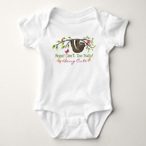 Cute Sloth Watercolor Funny Baby Bodysuit