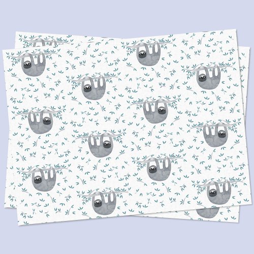 Cute Sloth Watercolor Pattern Tissue Paper