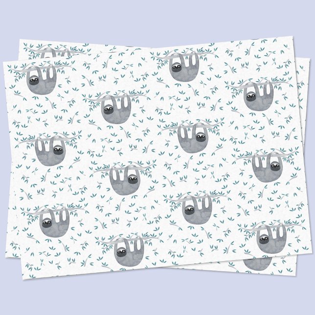 Cute Sloth Watercolor Pattern Tissue Paper (Watercolor sloth pattern tissue paper )