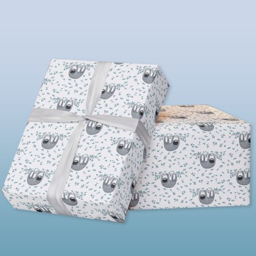 Cute Sloth Watercolor Wrapping Paper