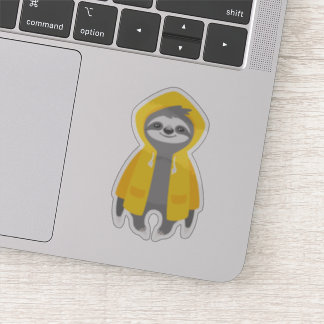 Cute Sloth Wearing A Raincoat Sticker