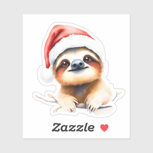 Cute Sloth Wearing A Santa hat Sticker (Sheet)