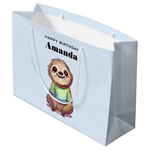 Cute Sloth Wearing a Shirt Birthday Large Gift Bag