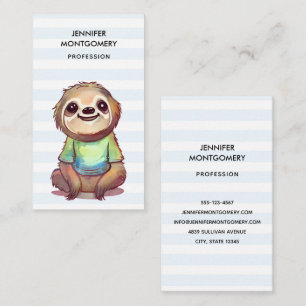 Cute Sloth Wearing a Shirt Business Card