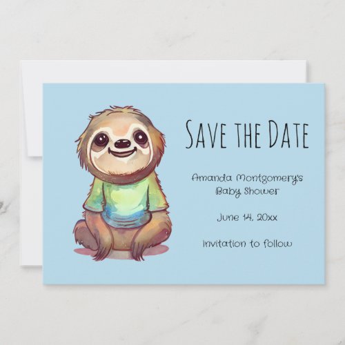 Cute Sloth Wearing a Shirt Save The Date
