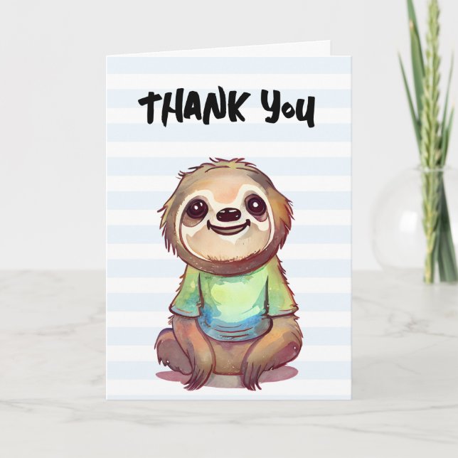 Cute Sloth Wearing a Shirt Thank You (Front)