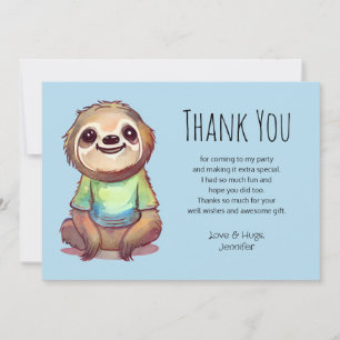 Cute Sloth Wearing a Shirt Thank You Card