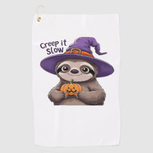 Cute Sloth Witch Halloween Shirt – Creep It Slow P Golf Towel