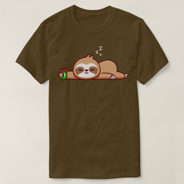 Cute Sloth With Coffee Cup Cartoon1 T-Shirt (Design Front)