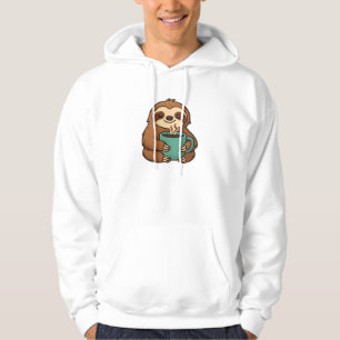 Cute Sloth with Coffee Mug � Cozy Relaxed Animal A Hoodie