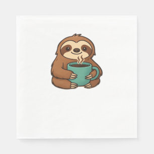 Cute Sloth with Coffee Mug – Cozy Relaxed Animal A Napkins