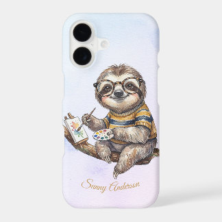 Cute Sloth with Glasses Funny Watercolor Painting  iPhone 17 Case