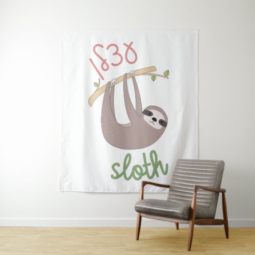 Cute Sloth with Hebrew for Jewish Children Tapestry