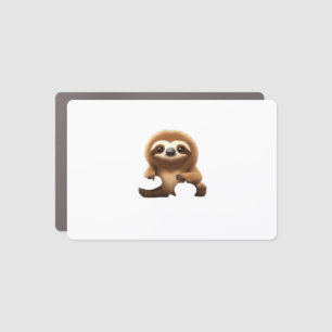 Cute Sloth with Pumpkin Halloween Cartoon Vector I Car Magnet