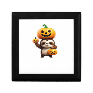 Cute Sloth with Pumpkin Halloween Cartoon Vector I Gift Box