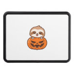 Cute Sloth with Pumpkin Halloween Cartoon Vector I Hitch Cover