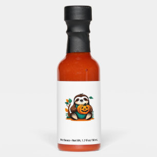 Cute Sloth with Pumpkin Halloween Cartoon Vector I Hot Sauces