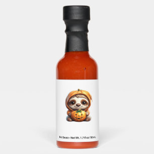 Cute Sloth with Pumpkin Halloween Cartoon Vector I Hot Sauces