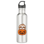 Cute Sloth with Pumpkin Halloween Cartoon Vector I Stainless Steel Water Bottle