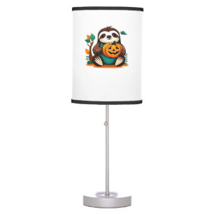 Cute Sloth with Pumpkin Halloween Cartoon Vector I Table Lamp