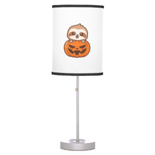 Cute Sloth with Pumpkin Halloween Cartoon Vector I Table Lamp