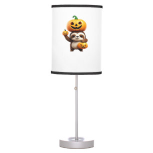 Cute Sloth with Pumpkin Halloween Cartoon Vector I Table Lamp