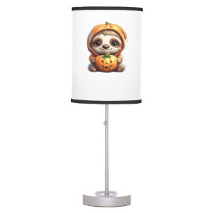 Cute Sloth with Pumpkin Halloween Cartoon Vector I Table Lamp