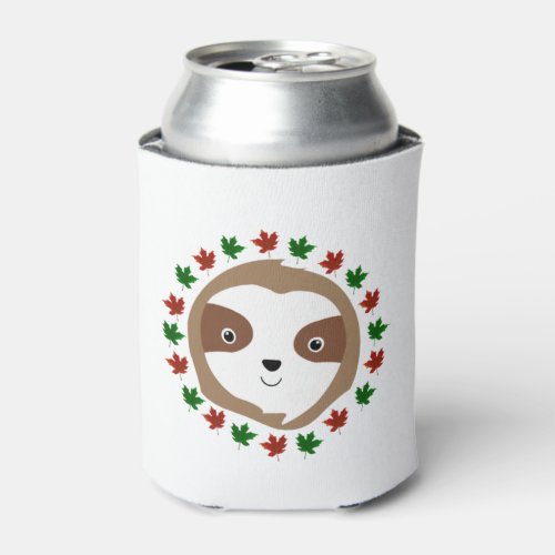 cute sloth with Tree leaves Sticker  Can Cooler